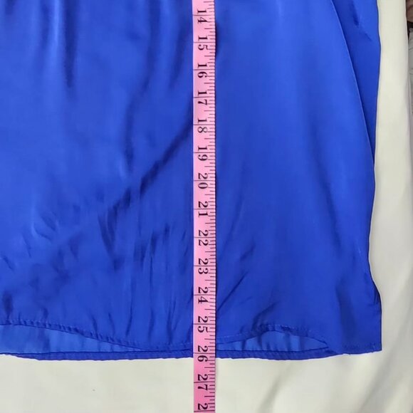 Vince Camuto Royal Blue Satin Blouse XL Women's 3/4 Balloon Sleeve V-Neck Tunic - Picture 6 of 8